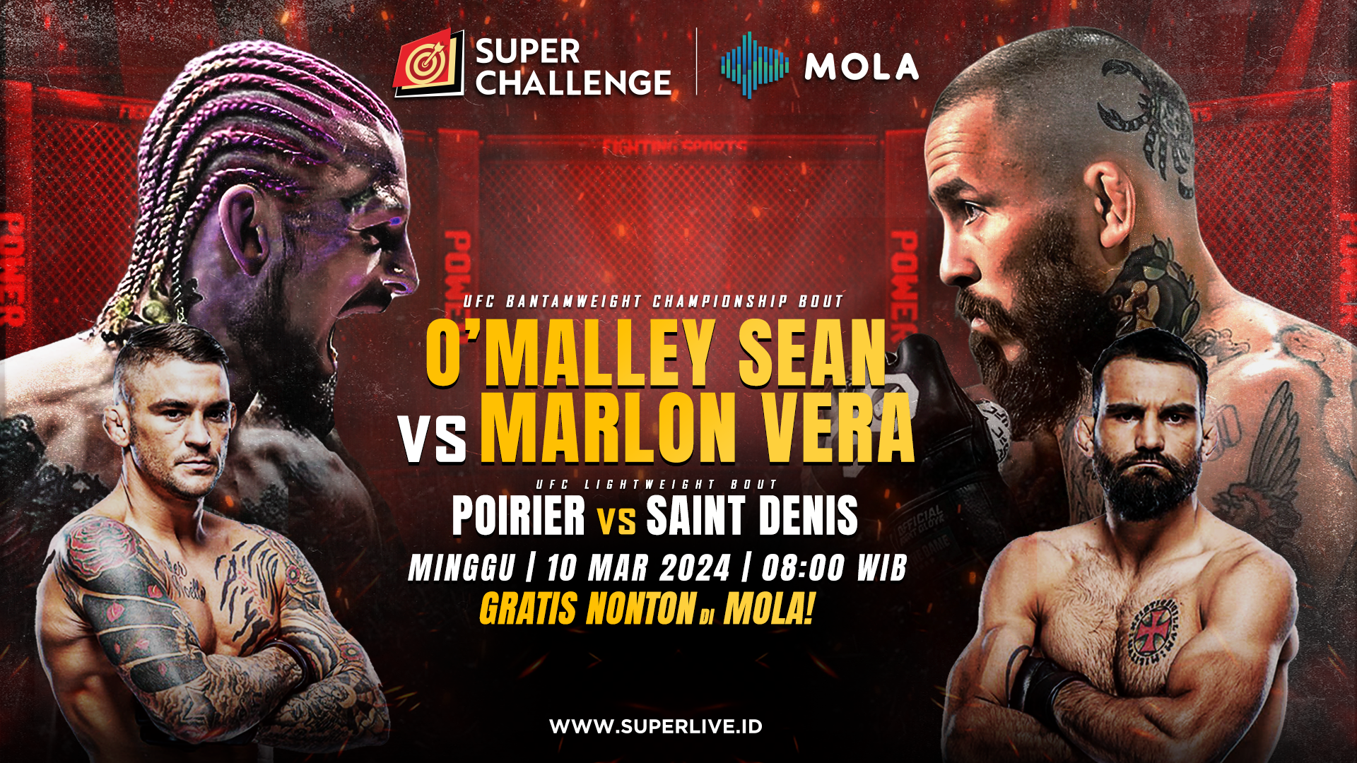 UFC 299: Sean O’Malley vs Marlon Vera Sabuk Juara Bantamweight Jadi Taruhannya! Nonton Gratis Hanya di Mola Sports!