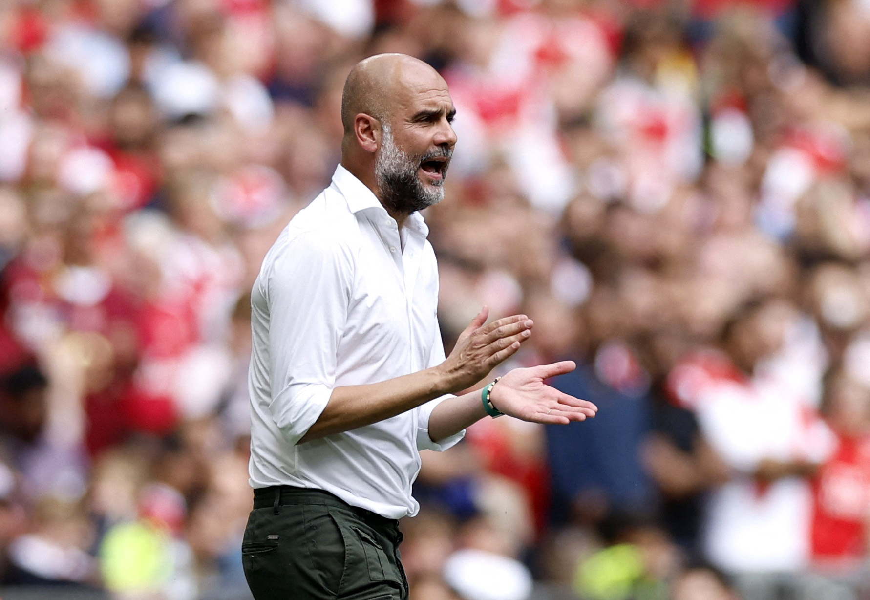 Manchester City manager Pep Guardiola reacts Action Images via Reuters/Peter Cziborra