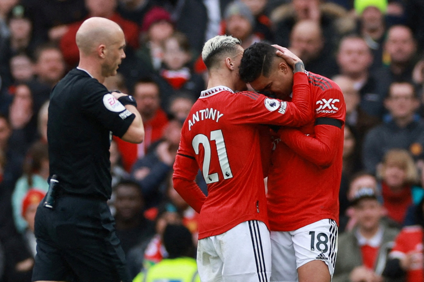 Manchester United's Casemiro reacts after being shown a red card REUTERS/Phil Noble