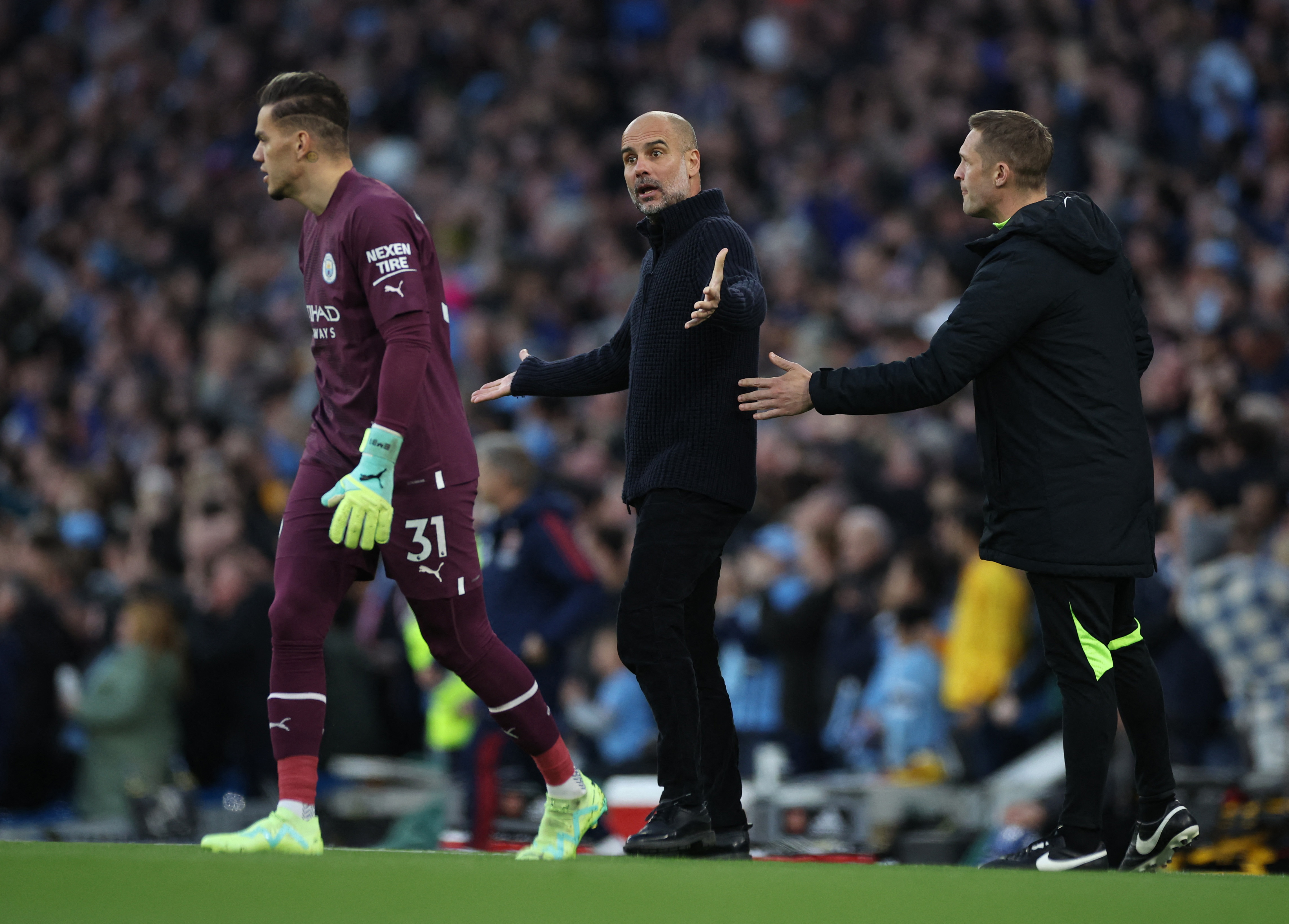 Ederson celebrate after Kevin De Bruyne scores their first goal REUTERS/Phil Noble Ederson celebrate after Kevin De Bruyne scores their first goal REUTERS/Phil Noble