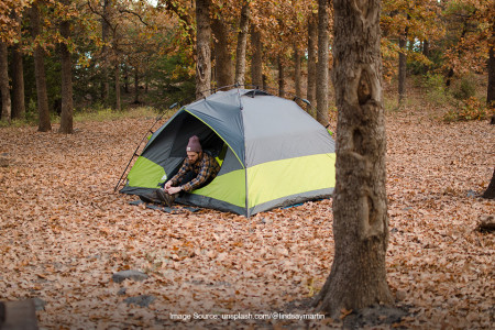 Packing up camping gear after a fall trip